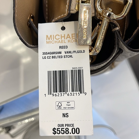 MICHAEL KORS 
Reed Large Central Zip Graphic Logo Belted Satchel
Pale Gold 
NWT - Picture 13 of 16